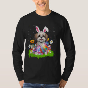 Shih Poo Dog Easter Egg Hunt Bunny Ear Easter Sund T-Shirt