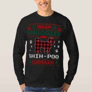 Shih-Poo Dog Red Buffalo Plaid Gift Ugly Christmas T-Shirt