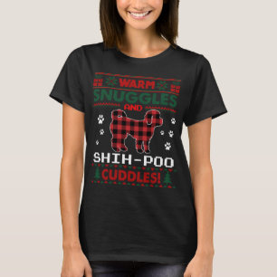 Shih-Poo Dog Red Buffalo Plaid Gift Ugly Christmas T-Shirt