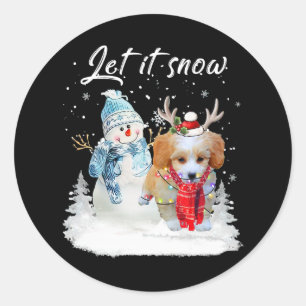 Shih Poo Santa Dog Christmas Snowman Xmas Pajama 1 Classic Round Sticker