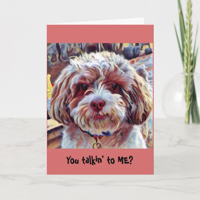 Shih-Poo Shih Tzu Dog Whimsical Artistic Puppy Card (Front)