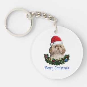 Shih-Tsu Dog Christmas items Key Ring