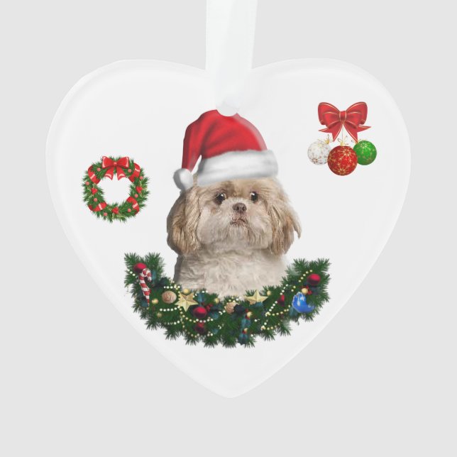 Shih-Tsu Dog  Christmas items Ornament (Back)