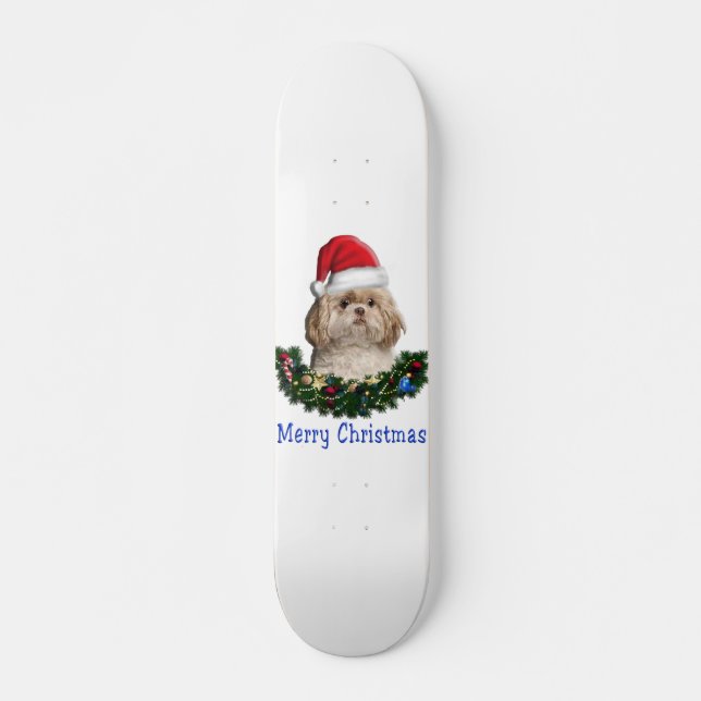 Shih-Tsu Dog  Christmas items Skateboard (Front)