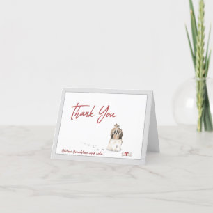  Shih Tsu Dog Personalised Bone Ribbon Thank You Card