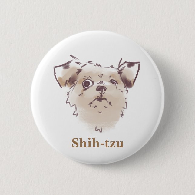 Shih-tzu 6 Cm Round Badge (Front)