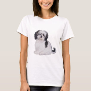 Shih tzu (A) - black and white T-Shirt