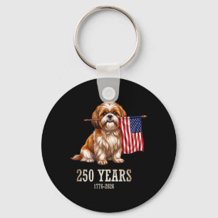 Shih Tzu Aamerican Flag 250 Years Patriotic Dog Key Ring