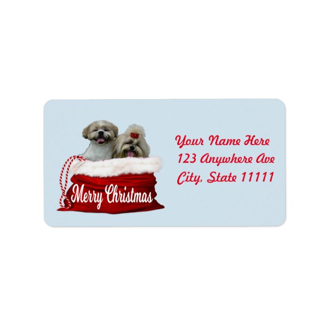 Shih tzu Address Label, Christmas Label (Front)