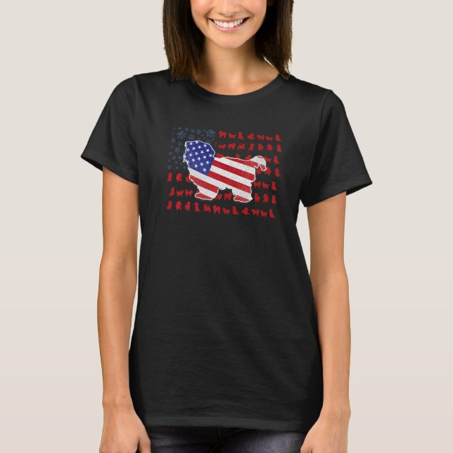 Shih Tzu American Flag 4th Of July  For Men Women T-Shirt (Front)