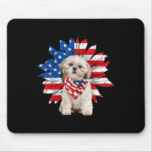 Shih Tzu American Flag Sunflower Dog Lovers 4th Of Mouse Mat