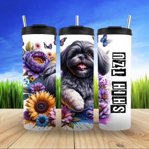 Shih Tzu Amidst Floral Splendour Thermal Tumbler
