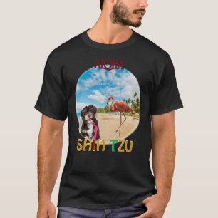 Shih Tzu &amp Flamingo Relaxes In Summer T-Shirt