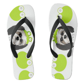 Shih Tzu and Frogs Flip Flops