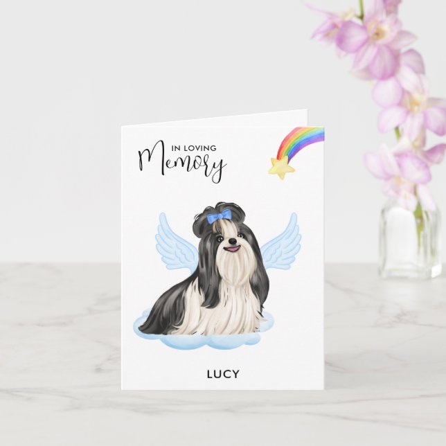 Shih Tzu Angel Dog Memorial Pet Loss Sympathy Card (Orchid)