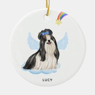 Shih Tzu Angel Personalised Pet Dog Memorial Ceramic Tree Decoration