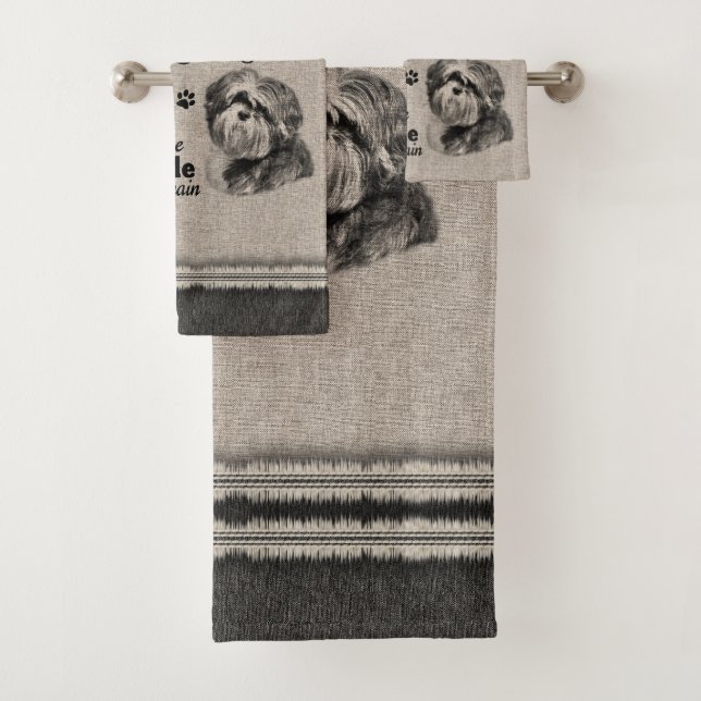 Shih Tzu art when everything fails quote Bath Towel Set (Insitu)