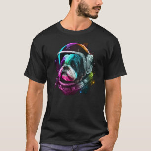 Shih Tzu Astronaut Dog in Outer Space Cosmic Plane T-Shirt