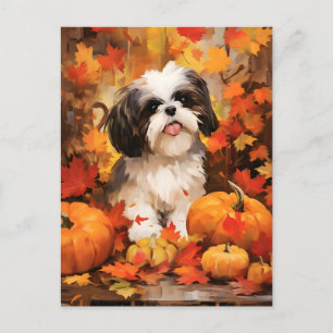 Shih Tzu Autumn Thanksgiving Postcard
