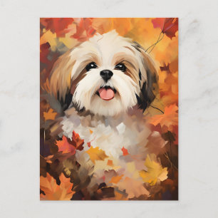 Shih Tzu Autumn Thanksgiving Postcard