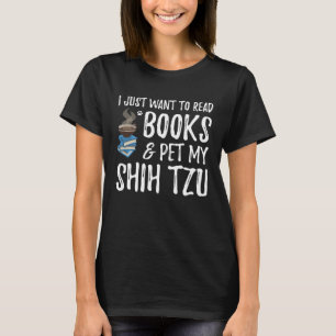 Shih Tzu Avid Book Reader  Dog Mom T-Shirt