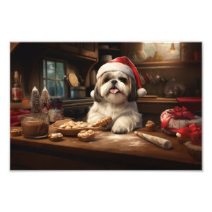 Shih Tzu Baking Christmas Cookies Photo Print