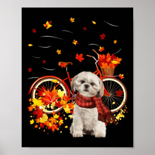 Shih Tzu Bike Autumn Dog Leaf Fall Fun Fall Y all Poster