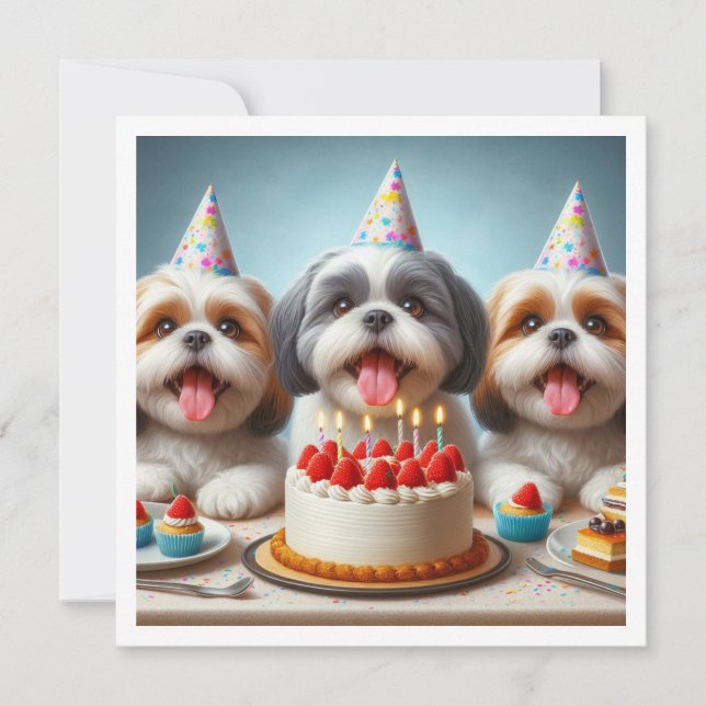 Shih Tzu birthday card, Shih Tzu dog  Invitation (Front)