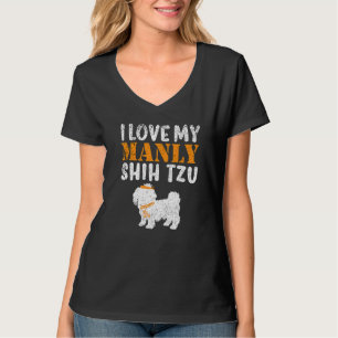 Shih Tzu Canine Manly Boy Dog Gender Reveal Pet C T-Shirt