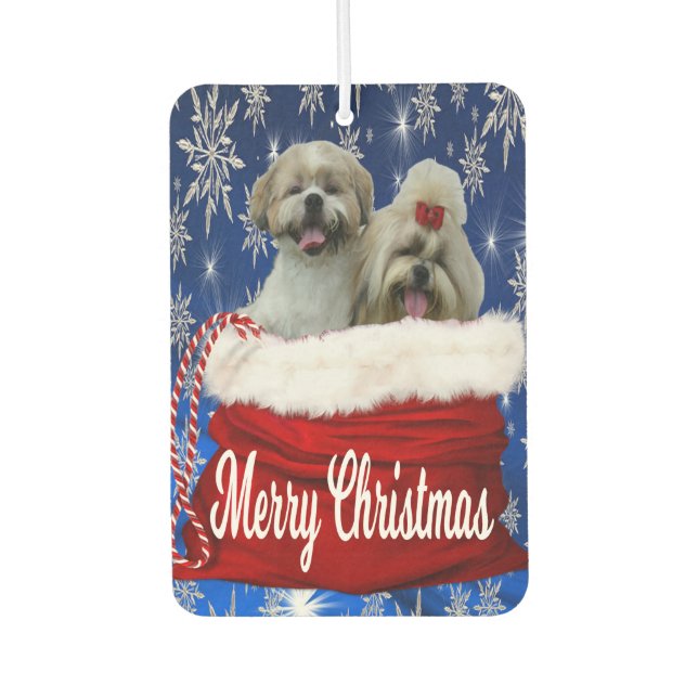 Shih tzu Car Air Freshener/Add Your Dog's Picture Car Air Freshener (Front)