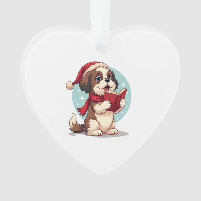 Shih Tzu Carol Singer Ornament (Front)