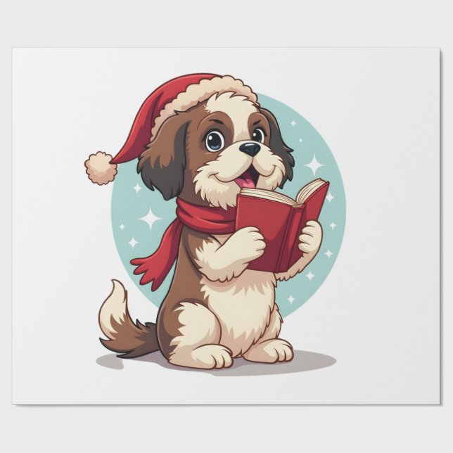 Shih Tzu Carol Singer Wrapping Paper (Flat)