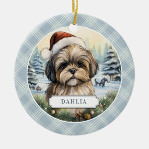 Shih Tzu Ceramic Circle Ornament