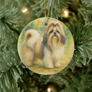 Shih Tzu Ceramic Tree Decoration
