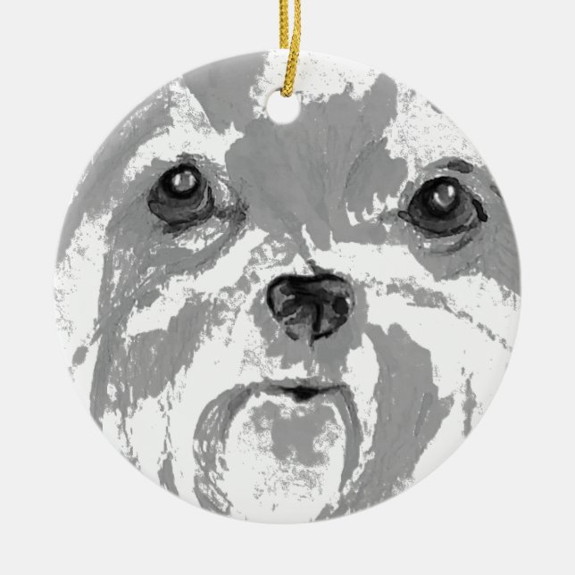 Shih Tzu Ceramic Tree Decoration (Front)