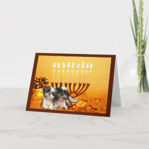 Shih Tzu Chanukah Card Menorah