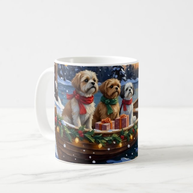 Shih Tzu Christmas Boat Holiday Coffee Mug (Front Left)