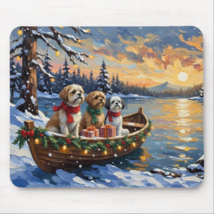 Shih Tzu Christmas Boat Holiday Mouse Mat