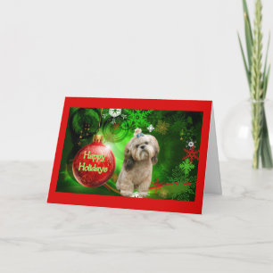 Shih Tzu Christmas Card Happy Holidays Ball