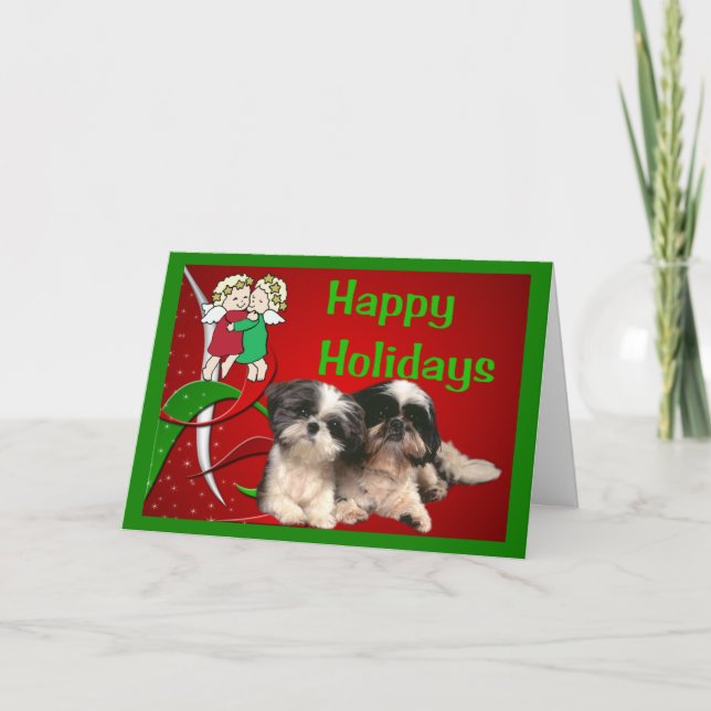 Shih Tzu Christmas Card Little Angels (Front)