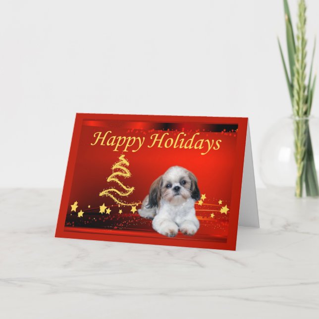 Shih Tzu Christmas Card Stars (Front)