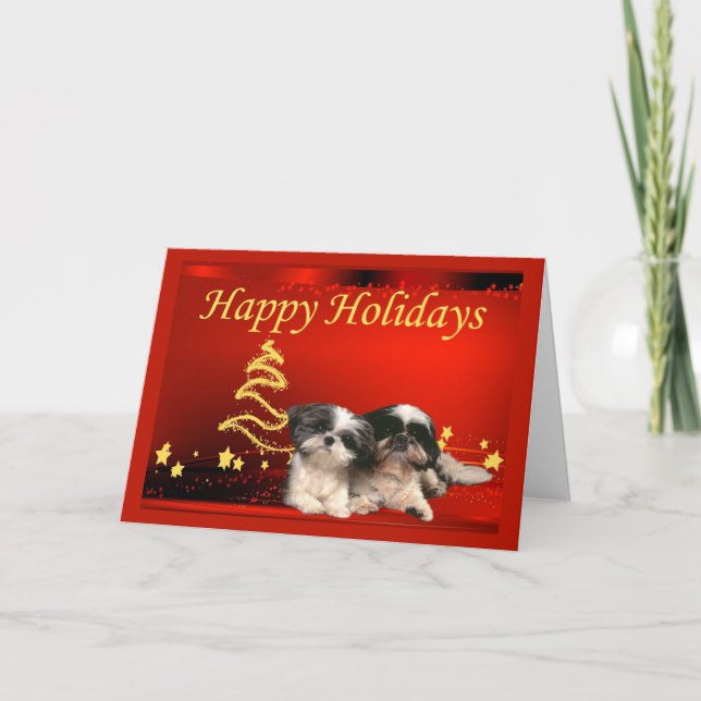 Shih Tzu Christmas Card Stars (Front)