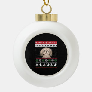 Shih Tzu Christmas Ceramic Ball Christmas Ornament
