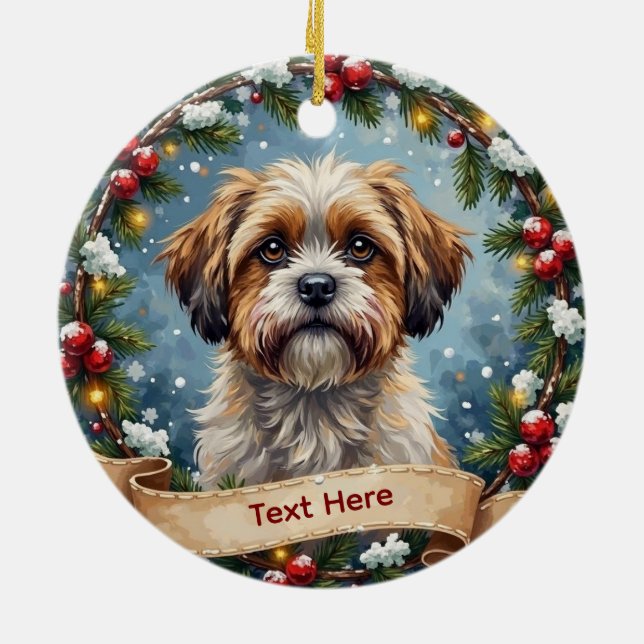 Shih Tzu Christmas Ceramic Tree Decoration (Back)