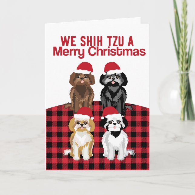Shih Tzu Christmas Dog Card (Front)