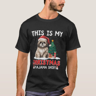 Shih Tzu Christmas Dog Santa Hat Tree Boys Girls T-Shirt