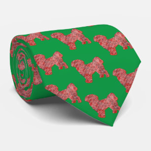 Shih Tzu Christmas Dog Silhouette Green Neck Tie