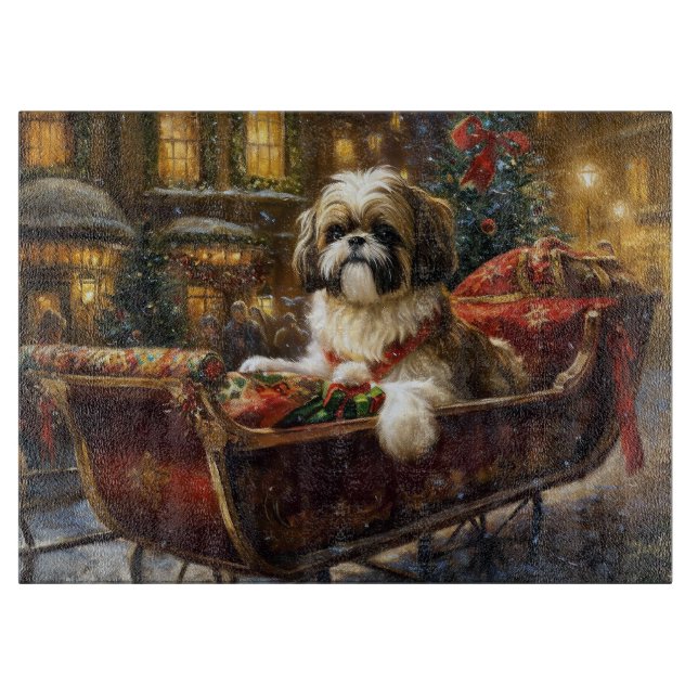 Shih Tzu Christmas Festive Season Cutting Board (Front)