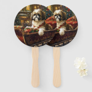 Shih Tzu Christmas Festive Season Hand Fan