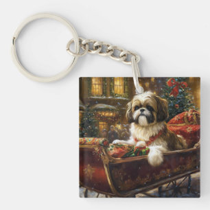 Shih Tzu Christmas Festive Season Key Ring